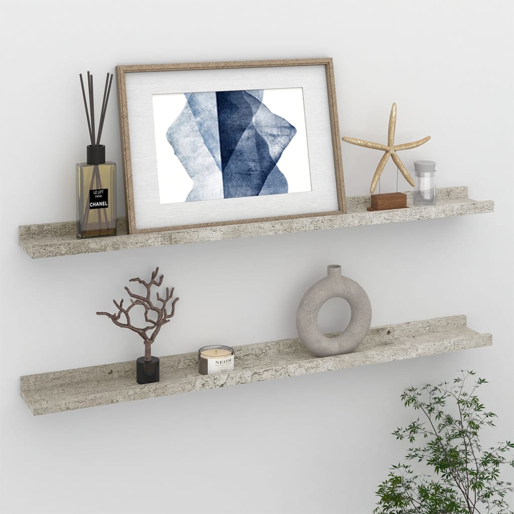 vidaXL Étagères Murales 2 Pcs Gris Béton 80x9x3 cm
