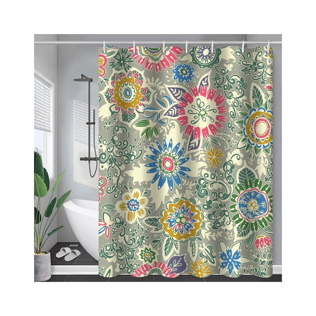 Walson Bathroom Showering Curtain Waterproof Polyester Modern Style Bathing Printing Curtains Decoration Drape Household Toilet Type 9
