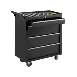QinaQin 4 Boîte à outils de roulement de tiroirs avec roues Liner de protection Tiroirs coulissants Poignée latérale et conception verrouillable pour garage entrepôt Atelier et réparation Magasin de stockage d'outils