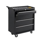 QinaQin 4 Drawer Rolling Tool Box with Wheels Protective Liner Sliding Drawers Side Handle and Lockable Design for Garage Warehouse Workshop and Repair Shop Tool Storage