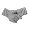 thumbnail image 4 of Gray Gloves Mittens Winter Mens Warm and Thick Cold Proof Solid Color Screen Gloves, 4 of 4
