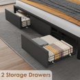 thumbnail image 3 of GloryStar Bed Frame with Storage Headboard, Industrial Full Platform Bed with 2 Large Drawers and Charging Station, Black No Box Spring Needed Bedframe, 3 of 7