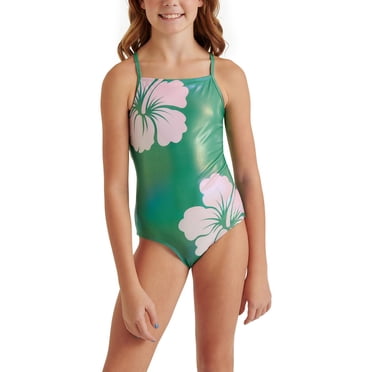 Justice Girls' Open Back One Piece Swimsuit