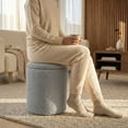 thumbnail image 2 of Aykah Pouf Ottoman Rond avec Rangement, Ottoman en Bouclé Utilisé comme Repose-Pieds, Repose-Pieds avec Rangement pour Dortoir Salon Chambre (Argent Brume), 2 of 8