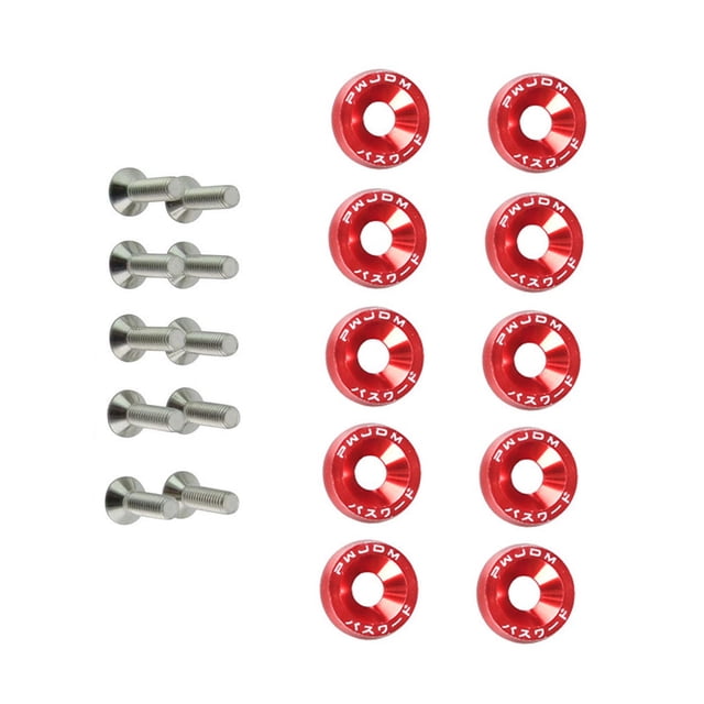 Youkk 10 Pièces Voiture Vis Rondelles Assortiment Ensemble Boulons de Véhicule Décoratif Rondelle Kit Pièces de Rechange Automobile Rouge