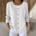 thumbnail image 2 of Feancey Plus Size Cardigans for Women Lightweight Long Sleeve Button Sweaters Thin Casual Open Front Cardigan Sweater Ribbed Knit Jackets White L, 2 of 6
