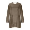 thumbnail image 4 of Timegard Women Long Sleeve Tops with Pockets Round Neck Casual Trendy T Shirts Solid Color Comfy Basic Shirts, 4 of 6