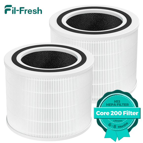 Fil-fresh Core 200S Replacement Filter Compatible with LEVOIT Air Purifier 3-in-1 HEPA White 2-Pack