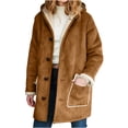thumbnail image 2 of LOVZFMLL Jackets for Women Winter Warm Composite Button Hooded Jacket Outwear Solid Color Coat, 2 of 6