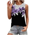 thumbnail image 1 of T-Shirt Décontracté pour Femmes, Col Rond à Manches Courtes en Mélange Polyester Spandex, Tissu Extensible Respirant, Tenue de Printemps Été, Coupe True Size, Violet, 1 of 5