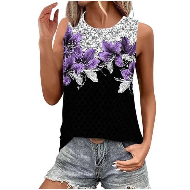 T-Shirt Décontracté pour Femmes, Col Rond à Manches Courtes en Mélange Polyester Spandex, Tissu Extensible Respirant, Tenue de Printemps Été, Coupe True Size, Violet