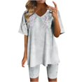 thumbnail image 2 of Blouses pour Femmes, Ensembles de Blouses Décontractées à Manches Courtes Imprimées et Col en V pour Femmes, 2 of 4