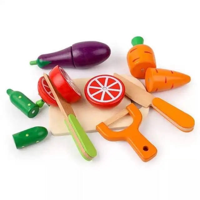 Children Wooden Kitchen Simulation Play House Toy Puzzle Magnetic Vegetables Fruit Cecilia Colorful Mini Toy Model Birthday Gift