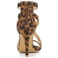 thumbnail image 2 of BLISSFUL STEP Women's Heels Open Toe Back Zipper Ankle Strap Stiletto Heel Sandals Leopard 10, 2 of 8