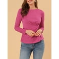 thumbnail image 5 of INSPIRE CHIC Women's Round Neck Front Twist Long Sleeve Blouse Tops, 5 of 5
