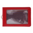 thumbnail image 2 of Vertical Double Card Reusable ID Badge Holder Exhibition Leather Card Holder Red, 2 of 4