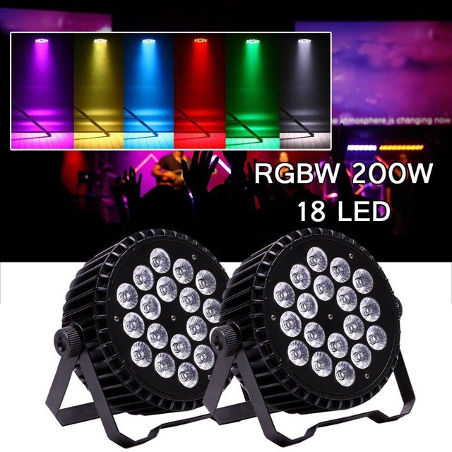 U'King 200W DMX RGBW 18 LED Wash Par Fixture Stage Lights Party Disco Show Lamp 2 Pack
