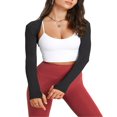 thumbnail image 1 of Cardigan Court de Yoga pour Femmes Haut d'Exercice Manches Longues Ouvert devant Boléro Solide pour Sports, 1 of 5