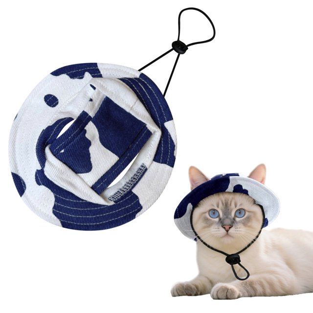 BKER Bucket Hats For Dogs Summer Round Brim Pet Hat With Ear Holes & Neck Strap Adjustable Outdoor Climbing Sun Visor Hat Sunshade Strangulation Cap For Small Medium Cats Dogs K