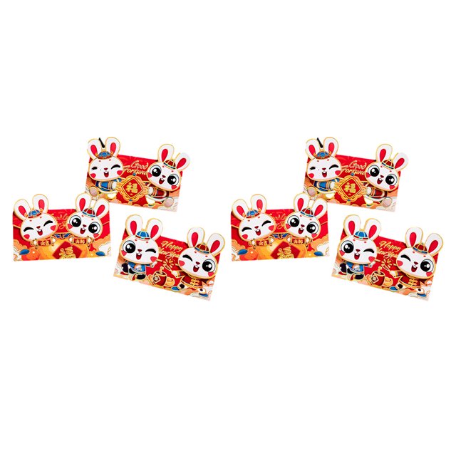 6pcs Red Envelopes Spring Festival Lovely Lucky Chinese New Year Packet Money Greetings Paper Cute Pouch Envelope Packing Cartoon Lucky NO5