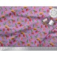 thumbnail image 2 of Soimoi Purple Poly Georgette Fabric Leaves,Insect & Floral Artistic Print Sewing Fabric BTY 42 Inch Wide, 2 of 3