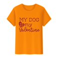 thumbnail image 4 of Tittly T-Shirts pour Femmes T-Shirts Graphiques Saint-Valentin Mon Chien Est Mon Valentin Imprimé Chandail Décontracté Imprimé Col Rond T-Shirt Chandail pour Femme T-Shirt T-Shirts Chemises Hauts pour Femmes Orange TTG, 4 of 8