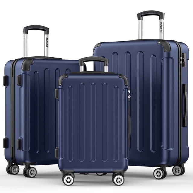 Sunbee Ensemble de 3 Bagages Valise Rigide Légère avec Serrure TSA et Roulettes Multidirectionnelles, Bleu Foncé