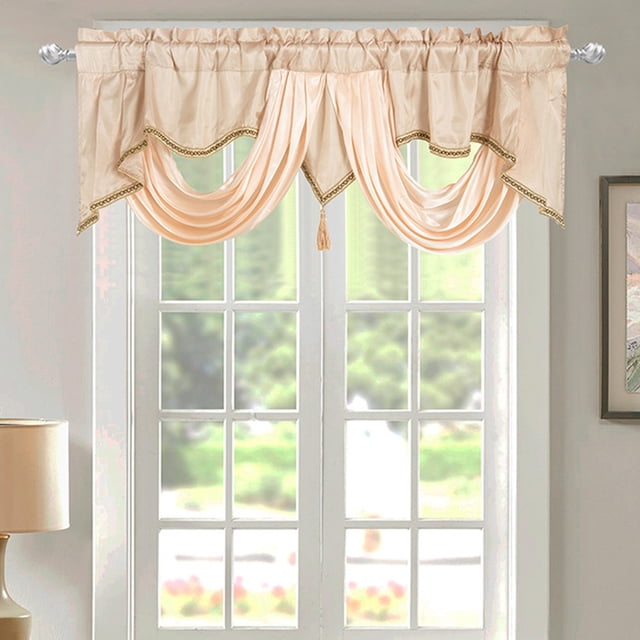 Short Window Curtains, Solid Colour Drapes, Valance with Rod Pocket, 140 x 45 cm, for Living Room, Bedroom