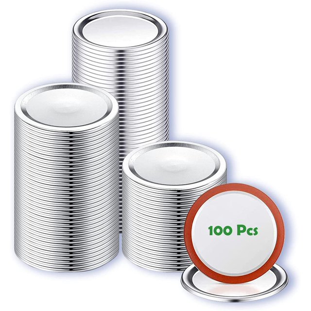 100-Count Canning Lids Split-type Mason Jar Lids Food Safe Material, Leak Proof (70mm, Silver, Lids)