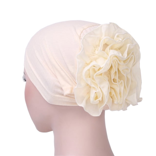 Fgnfyis Women Flower Ruffle Cancer Chemo Hat Beanie Scarf Head Wrap Cap Baseball Caps White
