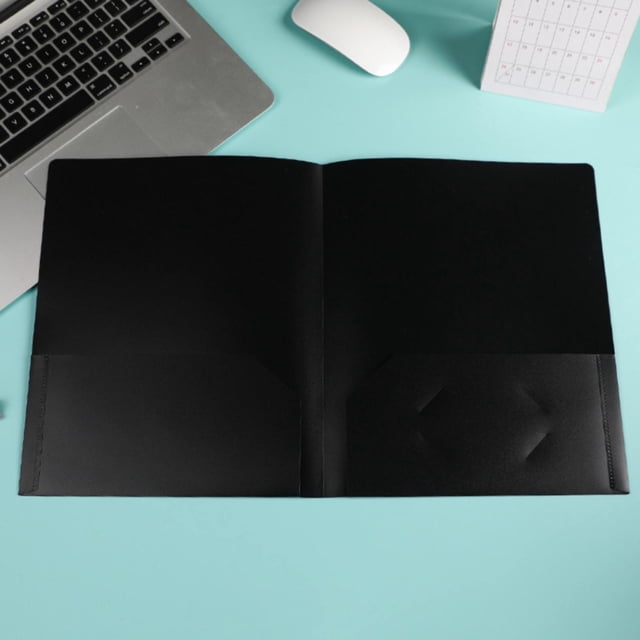 ZTTD 1 Pack Folder with Pockets, Colored File Folder with Pockets and Business Card Holder, Durable Heavy Duty 2-Pocket Folder for Home Office, Letter Size(01-Black)
