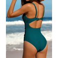 thumbnail image 2 of Charmo Womens V Neck One Piece Swimsuit High Cut Backless Cut Out Bathing Suits Swimwear, 2 of 5