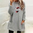 thumbnail image 2 of Pisexur Chandails de Noël pour Femmes en Molleton Doux à Manches Longues Col Rond Chandail Imprimé Verre de Vin Rouge de Noël chandail d'Hiver Chaud Épaissi avec Poches, 2 of 3