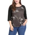 thumbnail image 1 of GRACE & GRANDEUR Women's Plus 3/4 Sleeve Floral Workout Winter Tops, 1 of 6