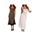 thumbnail image 4 of Mialoley Robe de Soirée Midi Ajustée pour Femme Sans Manches Dos Ouvert Ourlet à Volants Dentelle Cami Robes, 4 of 9