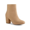 thumbnail image 1 of BLISSFUL STEP Women's Side Zipper Round Toe Block Heel Ankle Boots Khaki 10, 1 of 7