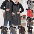 thumbnail image 2 of Adult Apron Striped Chef Waiter Apron Kitchen Cook With Pockets 2 Apron T3B9, 2 of 9