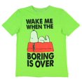 thumbnail image 2 of Peanuts T-Shirt Graphique pour Garçons Snoopy « Wake Me When The Boring Is Over » TP, Charbon, 2 of 3