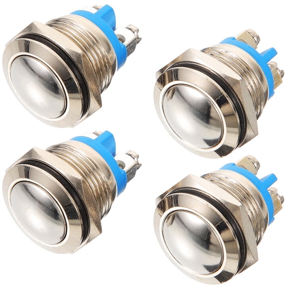 SKISUNO 4Pcs Round Silver Door Bell Push Buttons for Doors with Simple Style Wired Doorbell Ringer Button