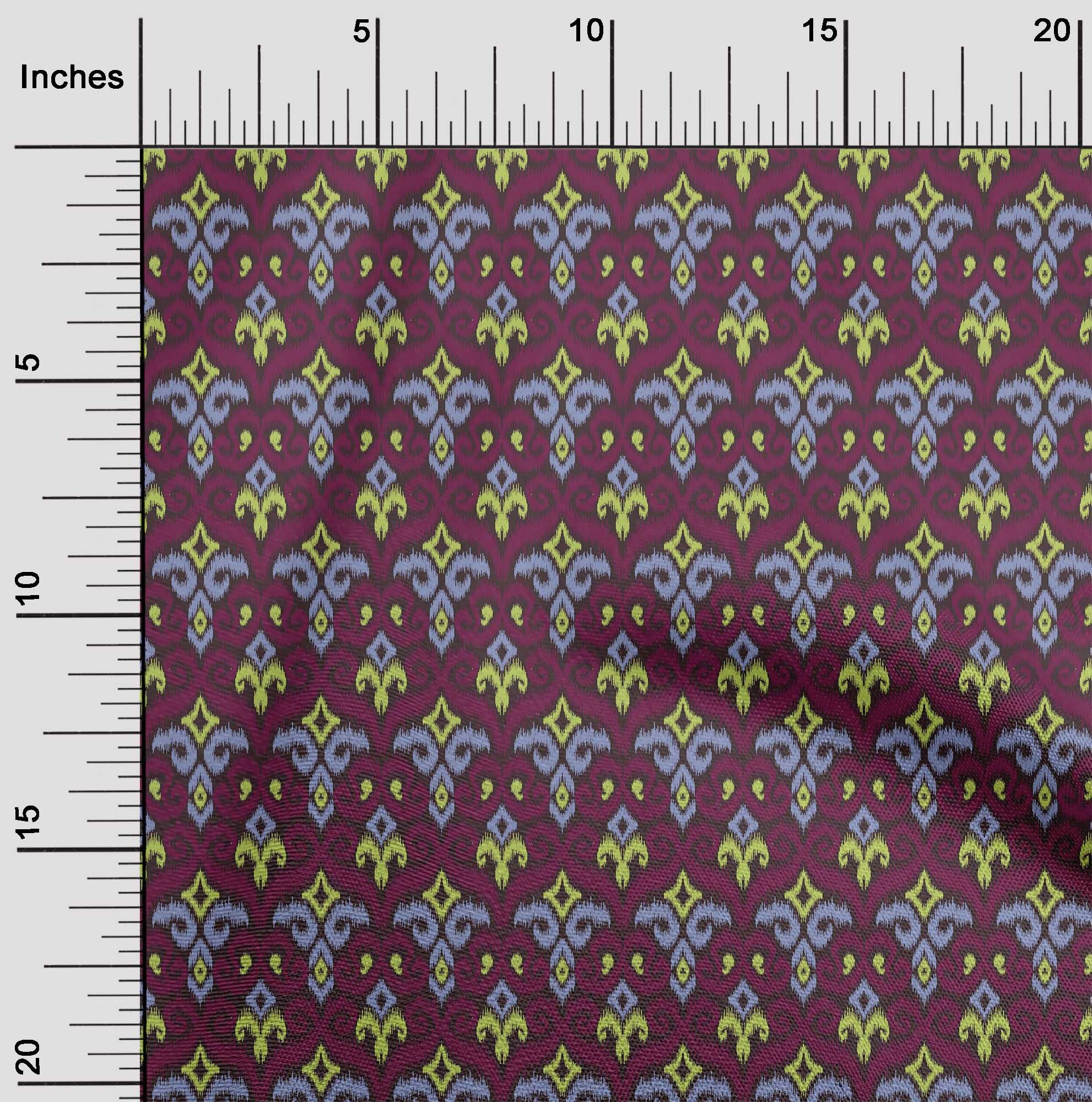 oneOone Tissu Popeline de Coton Imprimé Ikat Tourbillon & Paisley BTY 42 Pouces de Large
