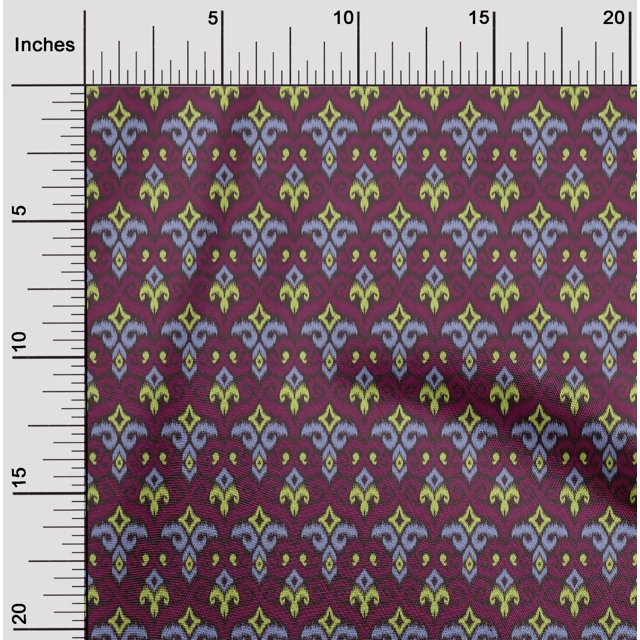 oneOone Tissu Georgette Viscose Imprimé Tourbillon & Paisley Ikat BTY 42 Pouces de Large