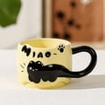 thumbnail image 3 of Cat Coffee Mug Ceramic Large Handle With English Letters Relief Design 12 oz, 3 of 8