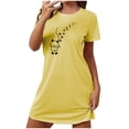 thumbnail image 2 of Chemises de Nuit pour Femmes, Chemise de Nuit Courte Surdimensionnée pour Femmes Mode à Imprimé sur la Poitrine à Manches Courtes, 2 of 7