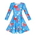 thumbnail image 1 of Girls Dress Blue Santa Jingle Bell Christmas Tree Long Sleeve 5 Years, 1 of 7