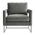 thumbnail image 3 of TOV Furniture Avery Chaise Moderne de 20 Pouces en Velours et Acier Inoxydable, Gris/argent, 3 of 6