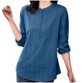 thumbnail image 1 of Timegard Blouse pour Femmes Grande Taille à Manches Longues, Boutonnée, Col Rond, Ample, Légère, Décontractée, Chemises Hauts de Bureau, 1 of 8