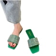 thumbnail image 4 of RKSTN Pantoufles pour Femmes Nouvelles Rétro à Bout Carré Chaussures Plates Sandales Décontractées à Strass Pantoufles,Pantoufles pour Femmes Intérieur Extérieur, 4 of 5