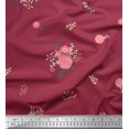 thumbnail image 1 of Soimoi Orange Poly Georgette Fabric Leaves & Pink Floral Print Sewing Fabric BTY 52 Inch Wide, 1 of 3