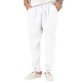 thumbnail image 1 of Innerwin Trousers Drawstring Men Bottoms Holiday High Waist Lightweight Summer Pants White M, 1 of 4