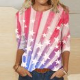 thumbnail image 1 of Hauts d'Été pour Femmes 2023 Mode Féminine Manches Courtes Col Rond Rétro Imprimé Ample Blouse Manches Trois-Quarts Bohème Grande Taille T-Shirt pour Femmes, 1 of 4